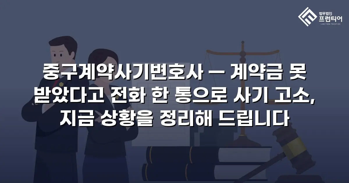 중구계약사기변호사 — 계약금 못 받았다고 전화 한 통으로 사기 고소, 지금 상황을 정리해 드립니다
