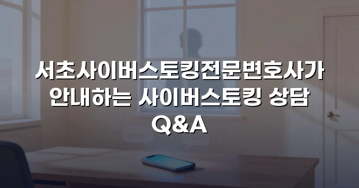 서초사이버스토킹전문변호사가 안내하는 사이버스토킹 상담 Q&A