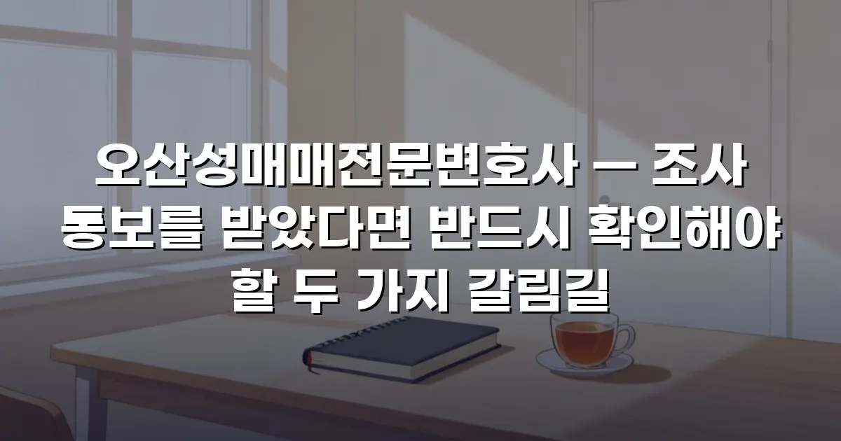 오산성매매전문변호사 — 조사 통보를 받았다면 반드시 확인해야 할 두 가지 갈림길
