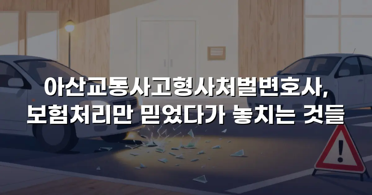 아산교통사고형사처벌변호사, 보험처리만 믿었다가 놓치는 것들