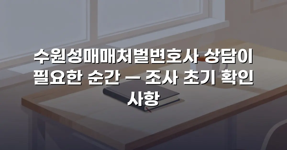 수원성매매처벌변호사 상담이 필요한 순간 — 조사 초기 확인 사항