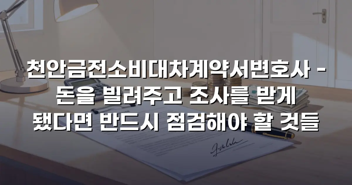 천안금전소비대차계약서변호사 - 돈을 빌려주고 조사를 받게 됐다면 반드시 점검해야 할 것들