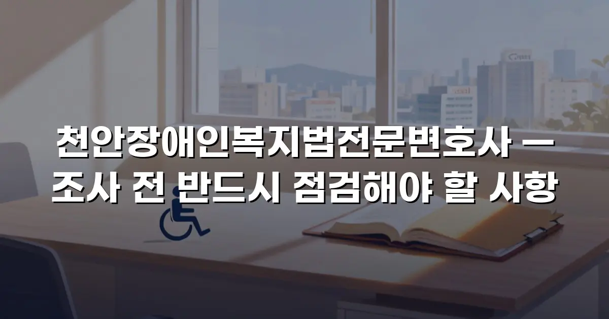 천안장애인복지법전문변호사 — 조사 전 반드시 점검해야 할 사항