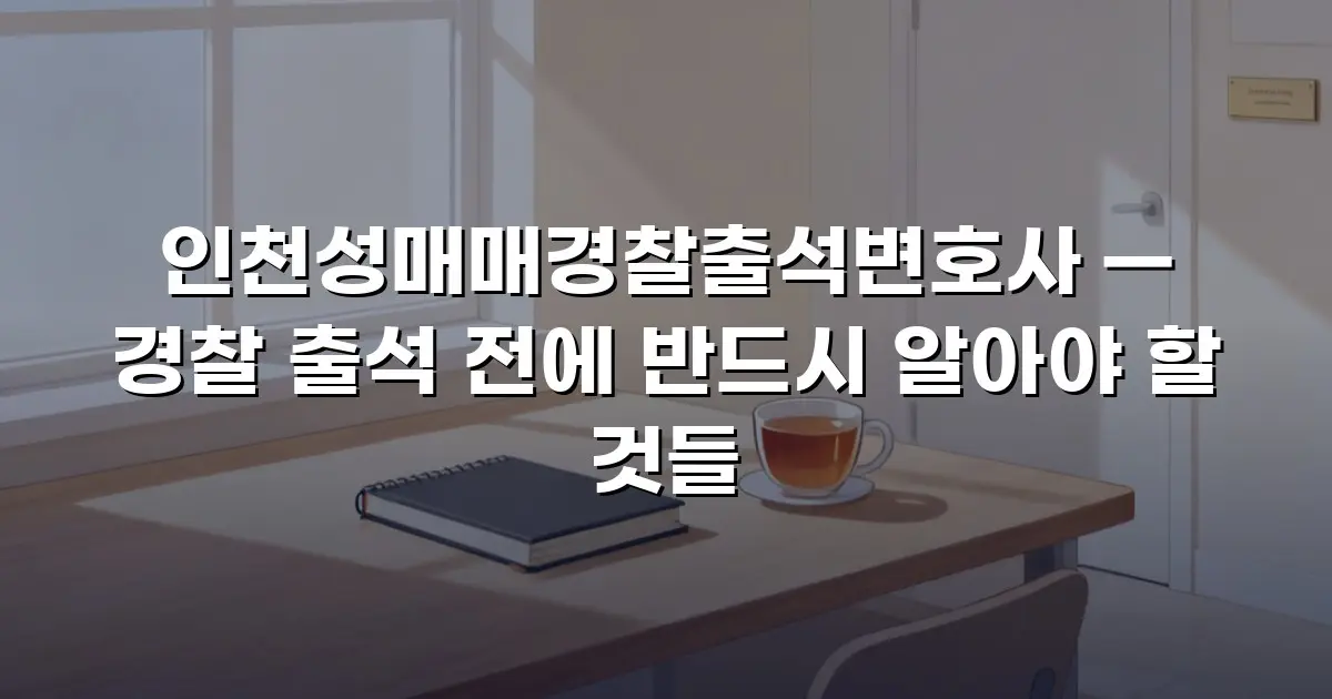 인천성매매경찰출석변호사 — 경찰 출석 전에 반드시 알아야 할 것들
