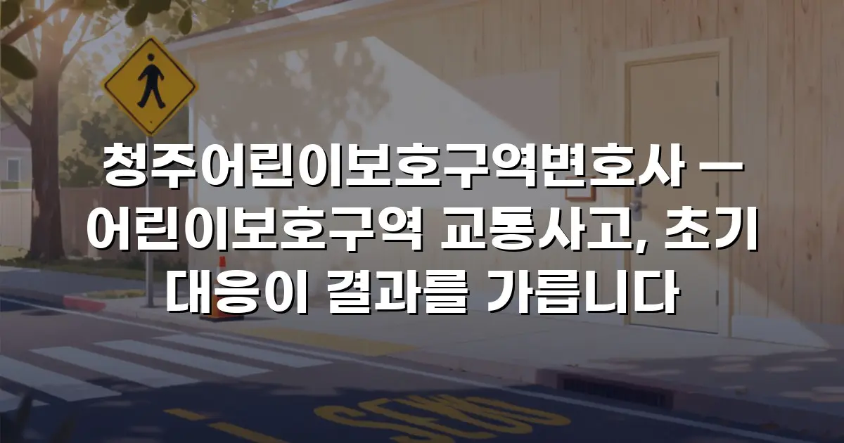 청주어린이보호구역변호사 — 어린이보호구역 교통사고, 초기 대응이 결과를 가릅니다
