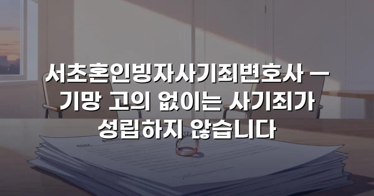서초혼인빙자사기죄변호사 — 기망 고의 없이는 사기죄가 성립하지 않습니다