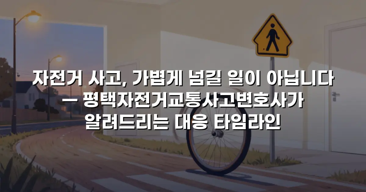자전거 사고, 가볍게 넘길 일이 아닙니다 — 평택자전거교통사고변호사가 알려드리는 대응 타임라인