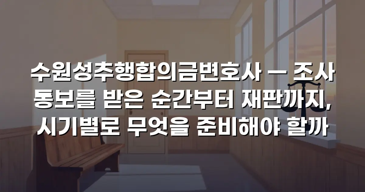 수원성추행합의금변호사 — 조사 통보를 받은 순간부터 재판까지, 시기별로 무엇을 준비해야 할까