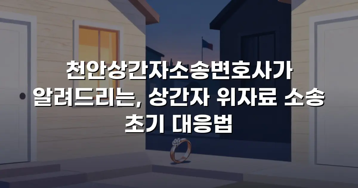 천안상간자소송변호사가 알려드리는, 상간자 위자료 소송 초기 대응법