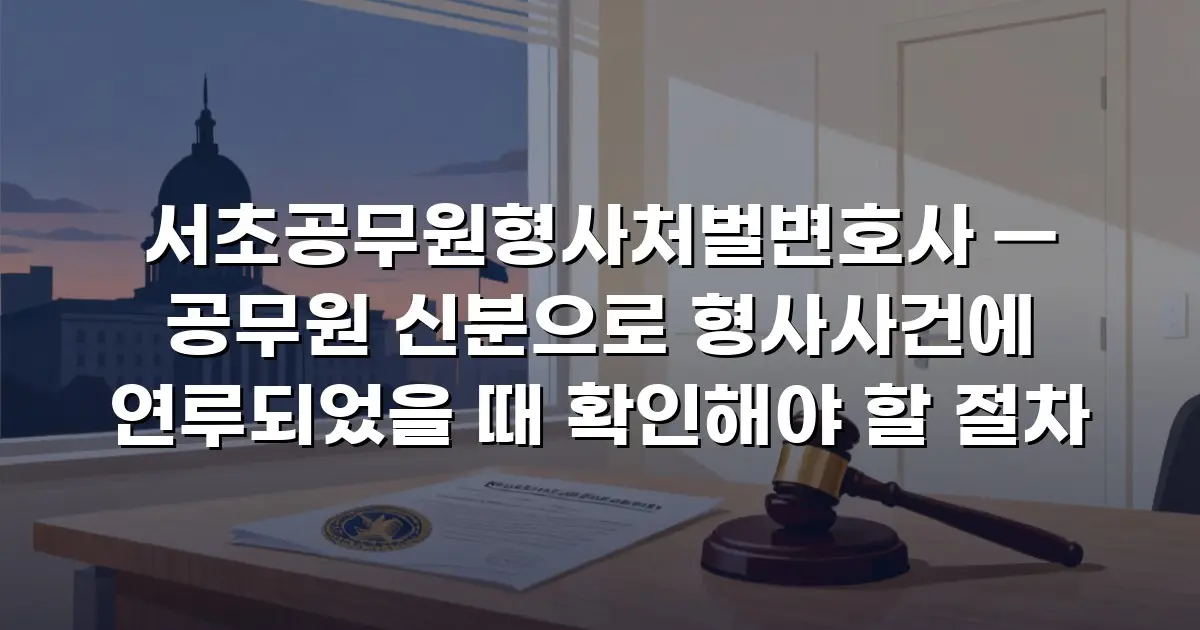 서초공무원형사처벌변호사 — 공무원 신분으로 형사사건에 연루되었을 때 확인해야 할 절차