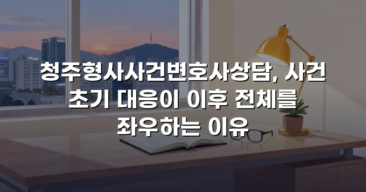 청주형사사건변호사상담, 사건 초기 대응이 이후 전체를 좌우하는 이유