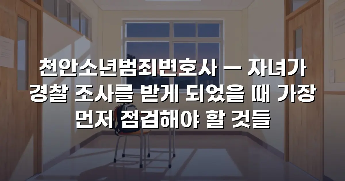 천안소년범죄변호사 — 자녀가 경찰 조사를 받게 되었을 때 가장 먼저 점검해야 할 것들