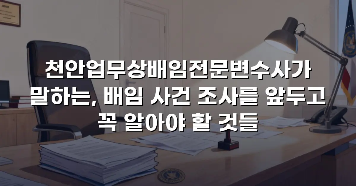 천안업무상배임전문변수사가 말하는, 배임 사건 조사를 앞두고 꼭 알아야 할 것들