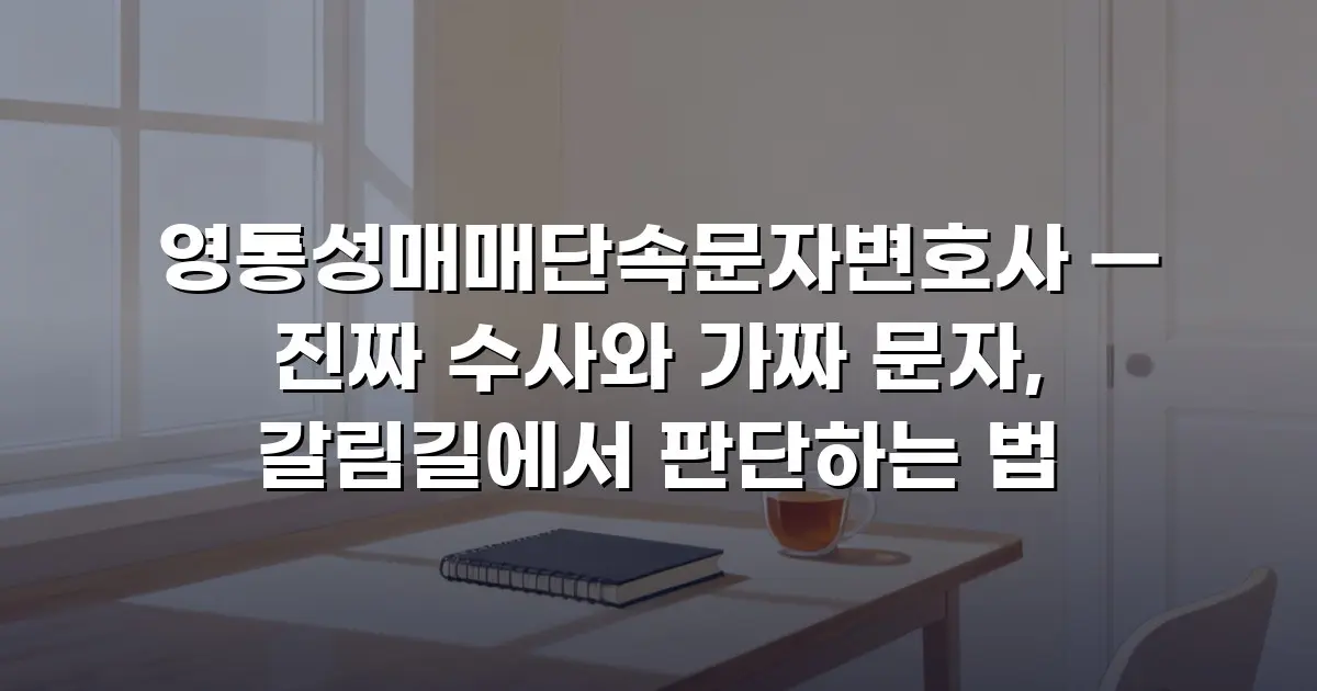 영통성매매단속문자변호사 — 진짜 수사와 가짜 문자, 갈림길에서 판단하는 법