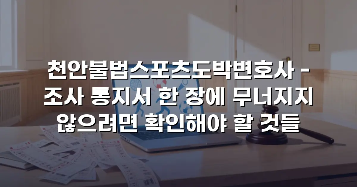 천안불법스포츠도박변호사 - 조사 통지서 한 장에 무너지지 않으려면 확인해야 할 것들