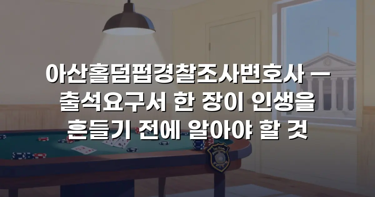 아산홀덤펍경찰조사변호사 — 출석요구서 한 장이 인생을 흔들기 전에 알아야 할 것