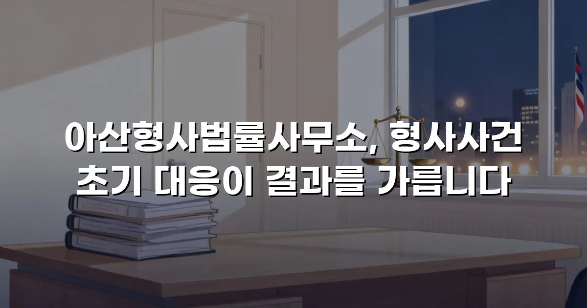 아산형사법률사무소, 형사사건 초기 대응이 결과를 가릅니다