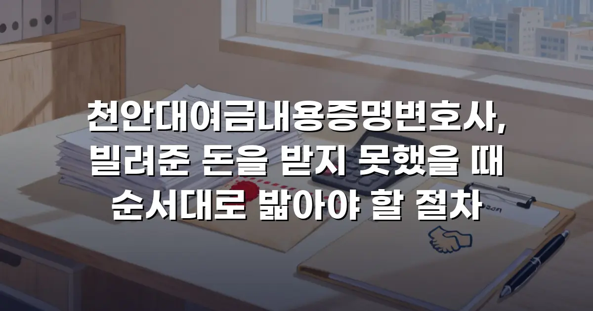 천안대여금내용증명변호사, 빌려준 돈을 받지 못했을 때 순서대로 밟아야 할 절차