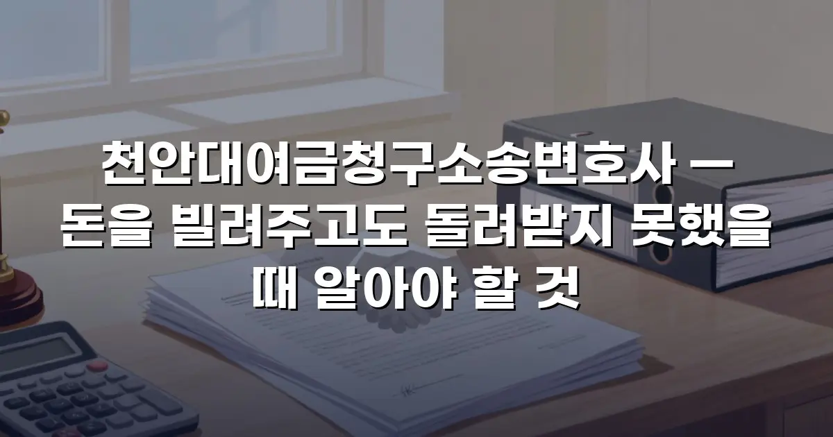 천안대여금청구소송변호사 — 돈을 빌려주고도 돌려받지 못했을 때 알아야 할 것