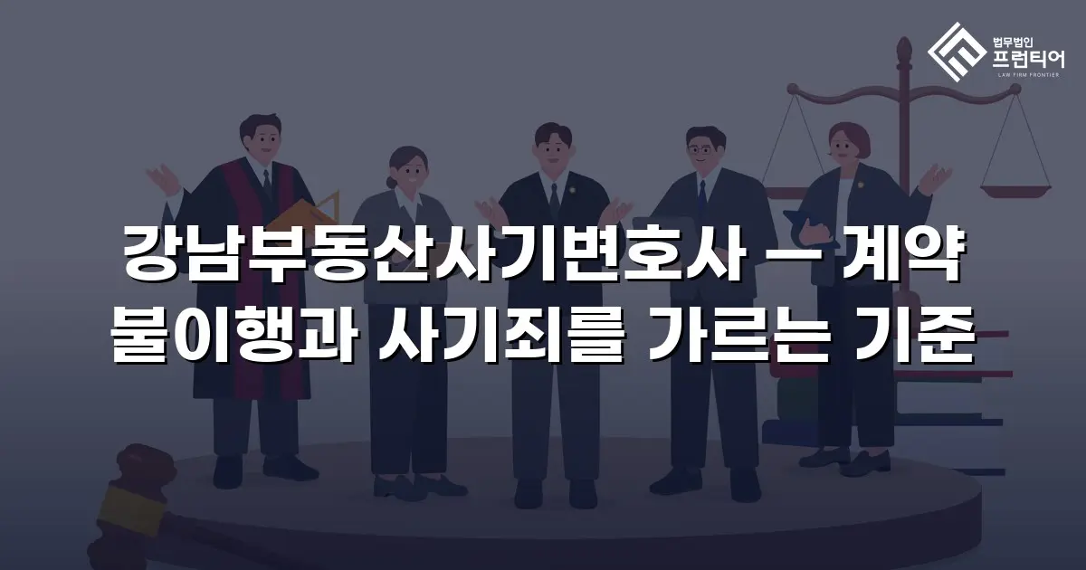 강남부동산사기변호사 — 계약 불이행과 사기죄를 가르는 기준