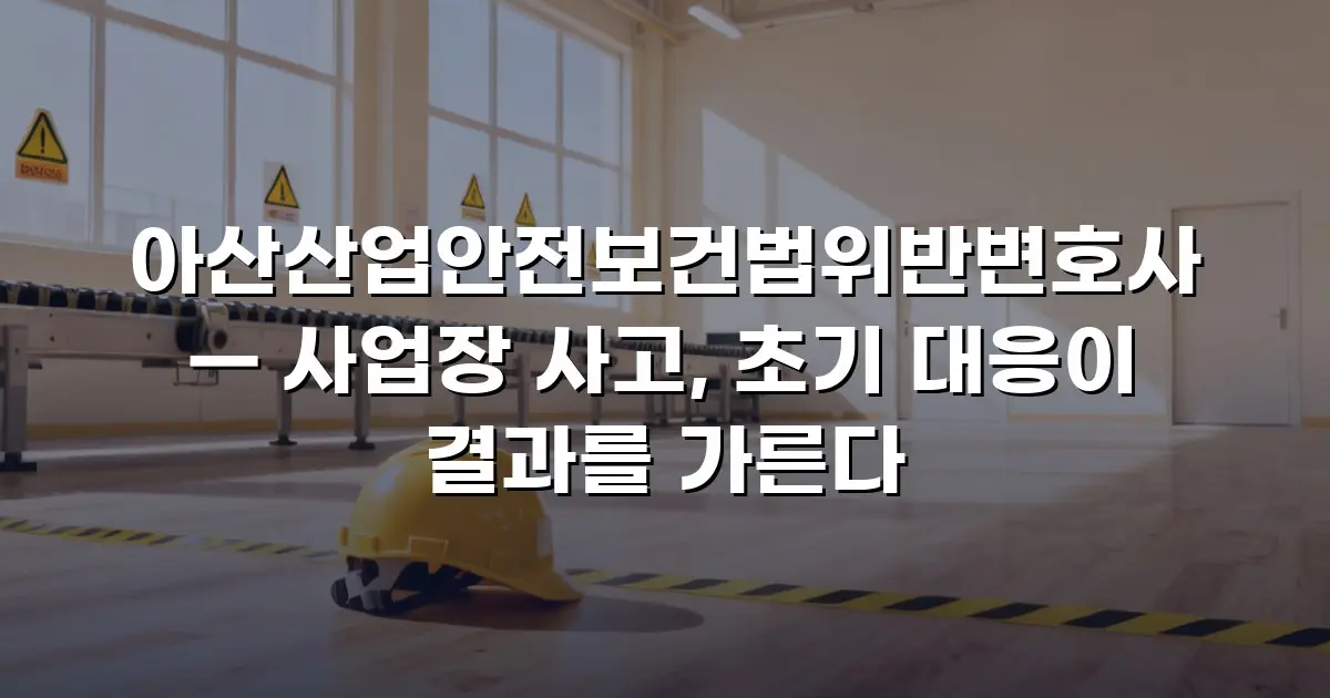 아산산업안전보건법위반변호사 — 사업장 사고, 초기 대응이 결과를 가른다