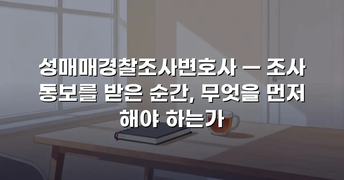 성매매경찰조사변호사 — 조사 통보를 받은 순간, 무엇을 먼저 해야 하는가