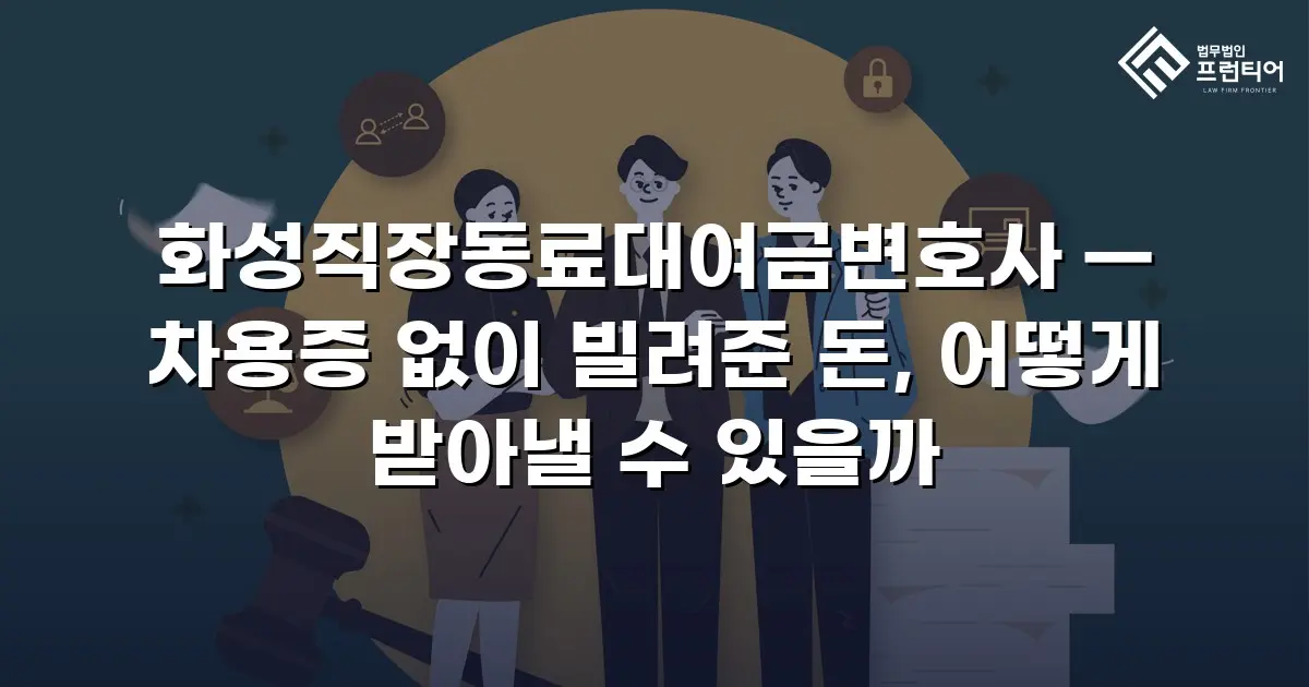 화성직장동료대여금변호사 — 차용증 없이 빌려준 돈, 어떻게 받아낼 수 있을까