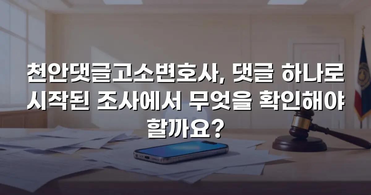 천안댓글고소변호사, 댓글 하나로 시작된 조사에서 무엇을 확인해야 할까요?