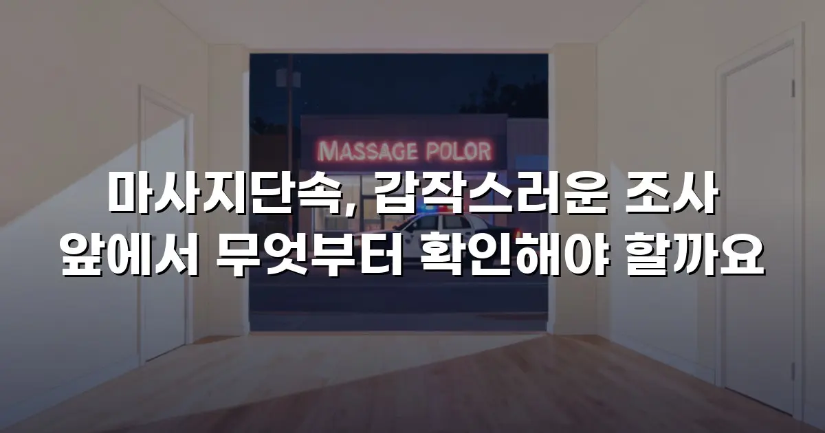 마사지단속, 갑작스러운 조사 앞에서 무엇부터 확인해야 할까요