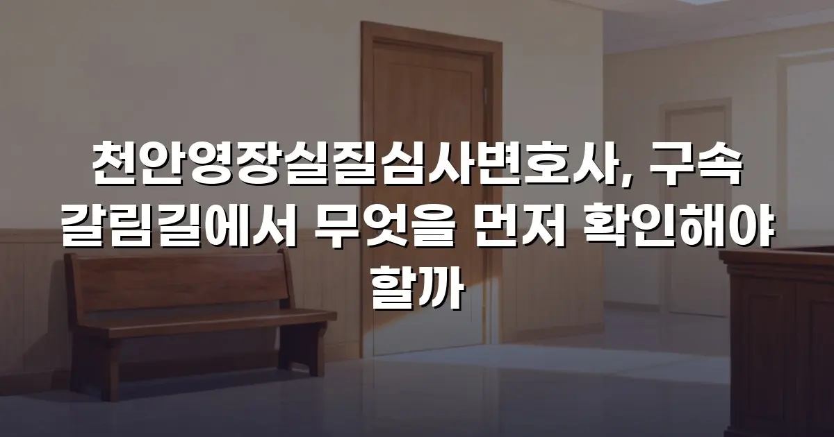 천안영장실질심사변호사, 구속 갈림길에서 무엇을 먼저 확인해야 할까
