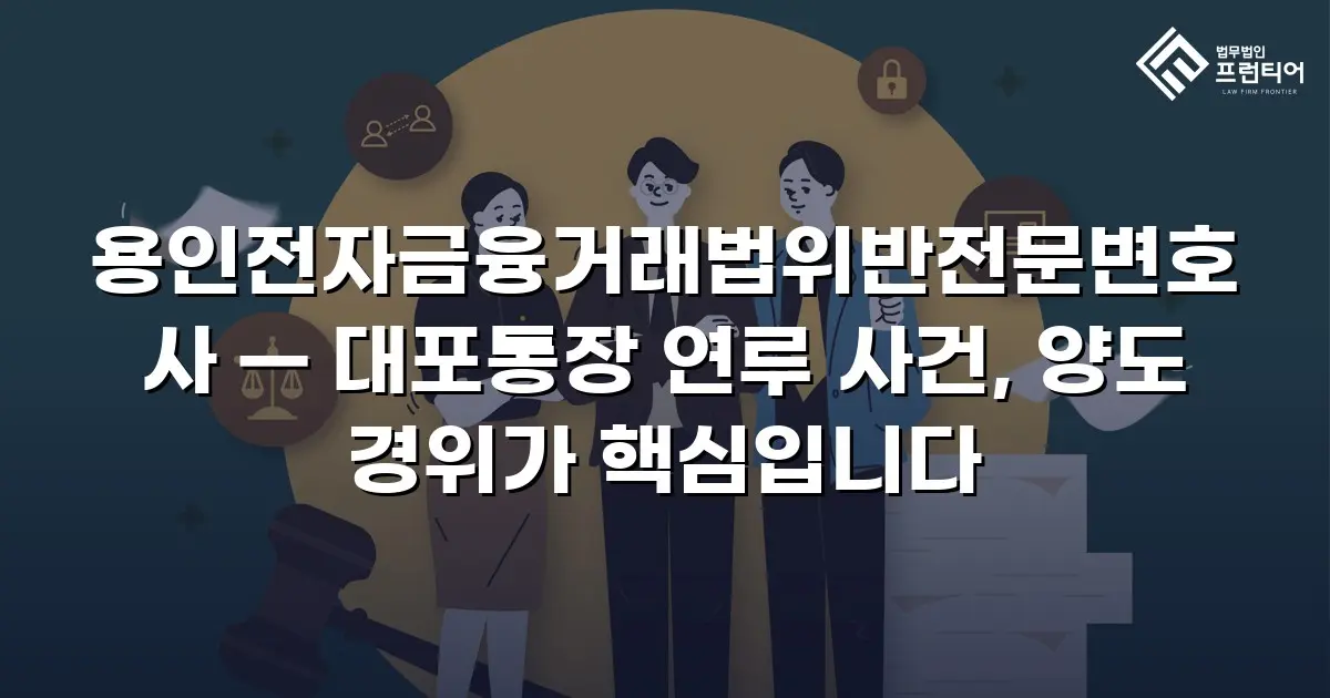 용인전자금융거래법위반전문변호사 — 대포통장 연루 사건, 양도 경위가 핵심입니다