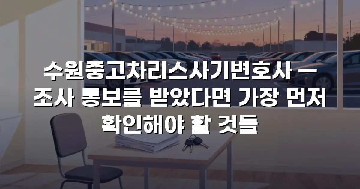 수원중고차리스사기변호사 — 조사 통보를 받았다면 가장 먼저 확인해야 할 것들