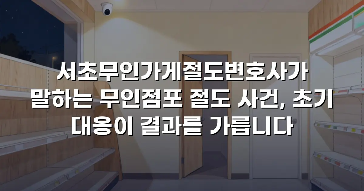 서초무인가게절도변호사가 말하는 무인점포 절도 사건, 초기 대응이 결과를 가릅니다