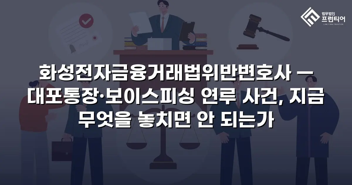 화성전자금융거래법위반변호사 — 대포통장·보이스피싱 연루 사건, 지금 무엇을 놓치면 안 되는가