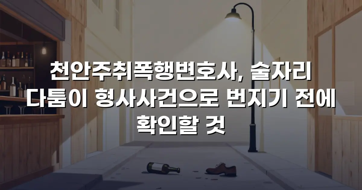 천안주취폭행변호사, 술자리 다툼이 형사사건으로 번지기 전에 확인할 것