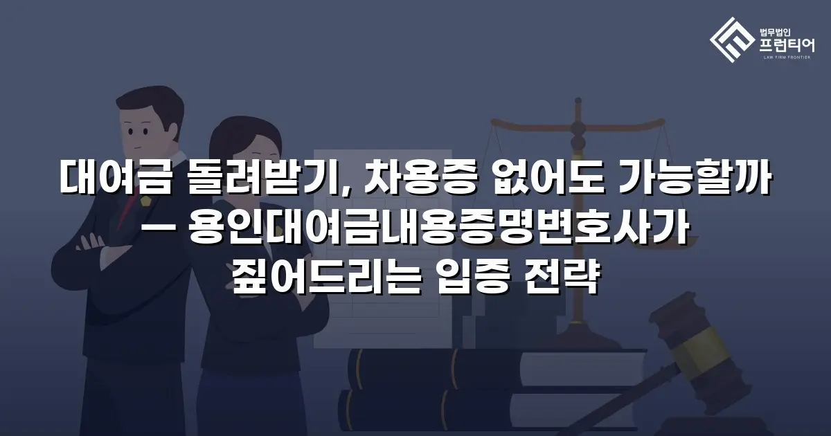 대여금 돌려받기, 차용증 없어도 가능할까 — 용인대여금내용증명변호사가 짚어드리는 입증 전략