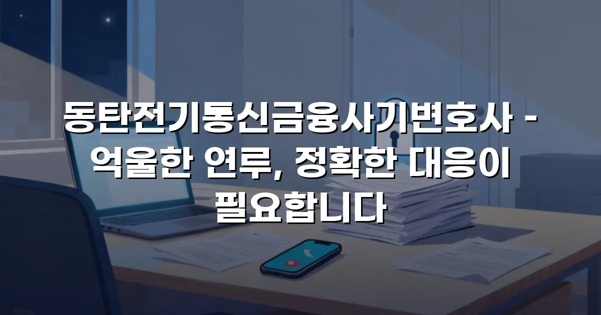 동탄전기통신금융사기변호사 – 억울한 연루, 정확한 대응이 필요합니다