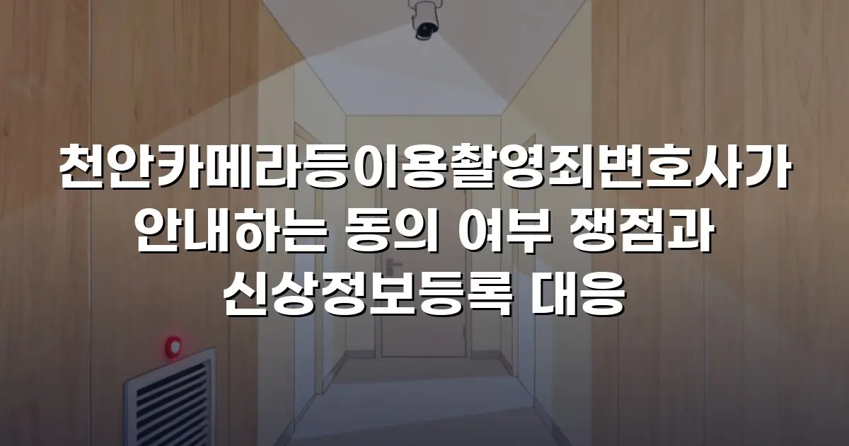 천안카메라등이용촬영죄변호사가 안내하는 동의 여부 쟁점과 신상정보등록 대응