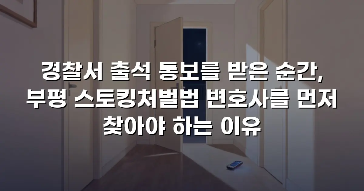 경찰서 출석 통보를 받은 순간, 부평 스토킹처벌법 변호사를 먼저 찾아야 하는 이유