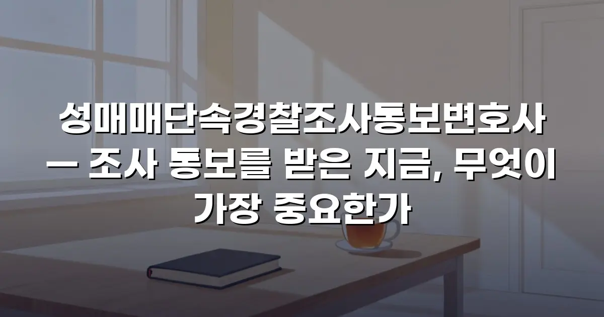 성매매단속경찰조사통보변호사 — 조사 통보를 받은 지금, 무엇이 가장 중요한가