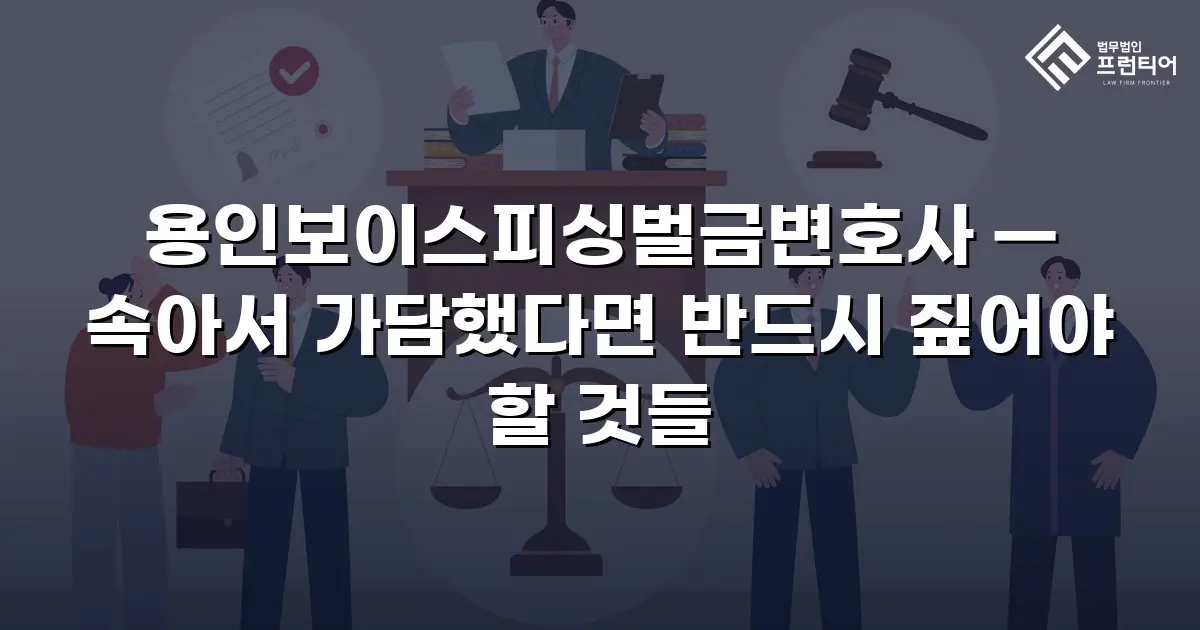 용인보이스피싱벌금변호사 — 속아서 가담했다면 반드시 짚어야 할 것들