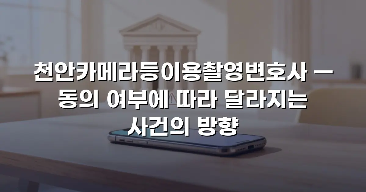 천안카메라등이용촬영변호사 — 동의 여부에 따라 달라지는 사건의 방향
