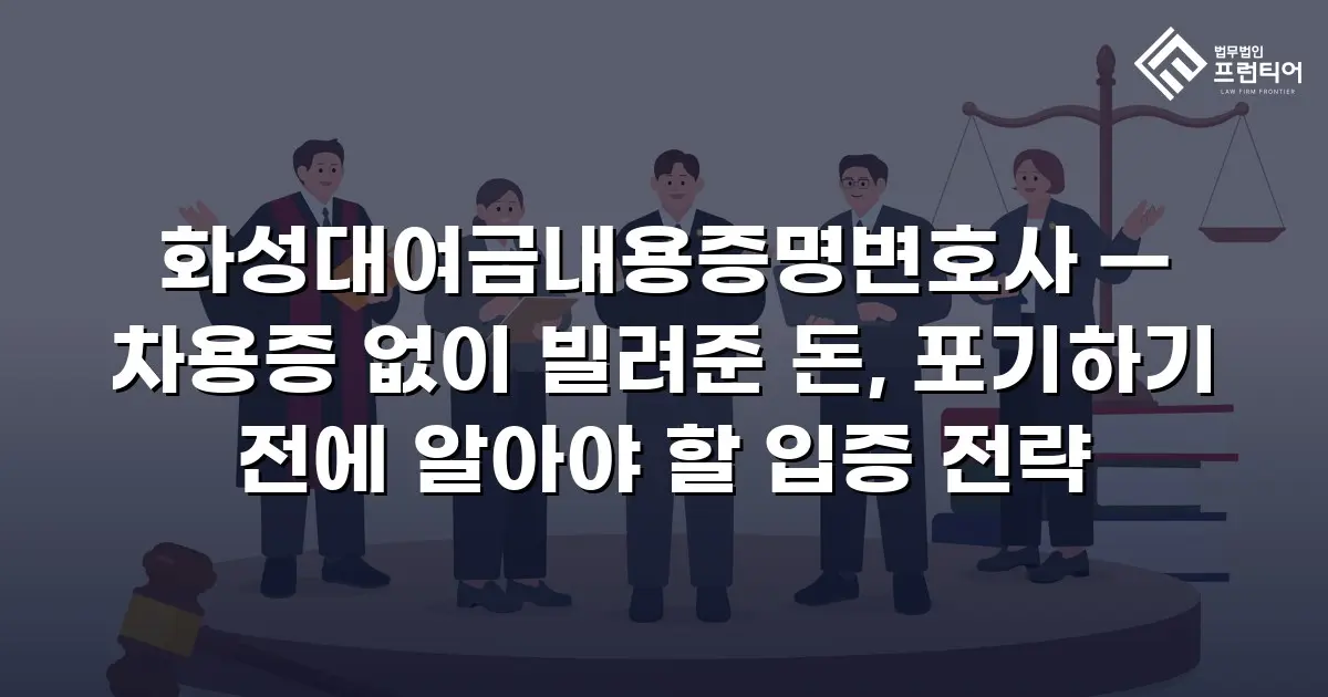 화성대여금내용증명변호사 — 차용증 없이 빌려준 돈, 포기하기 전에 알아야 할 입증 전략