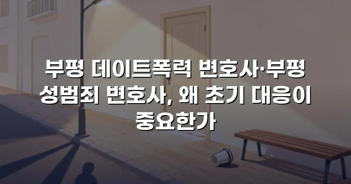 부평 데이트폭력 변호사·부평 성범죄 변호사, 왜 초기 대응이 중요한가