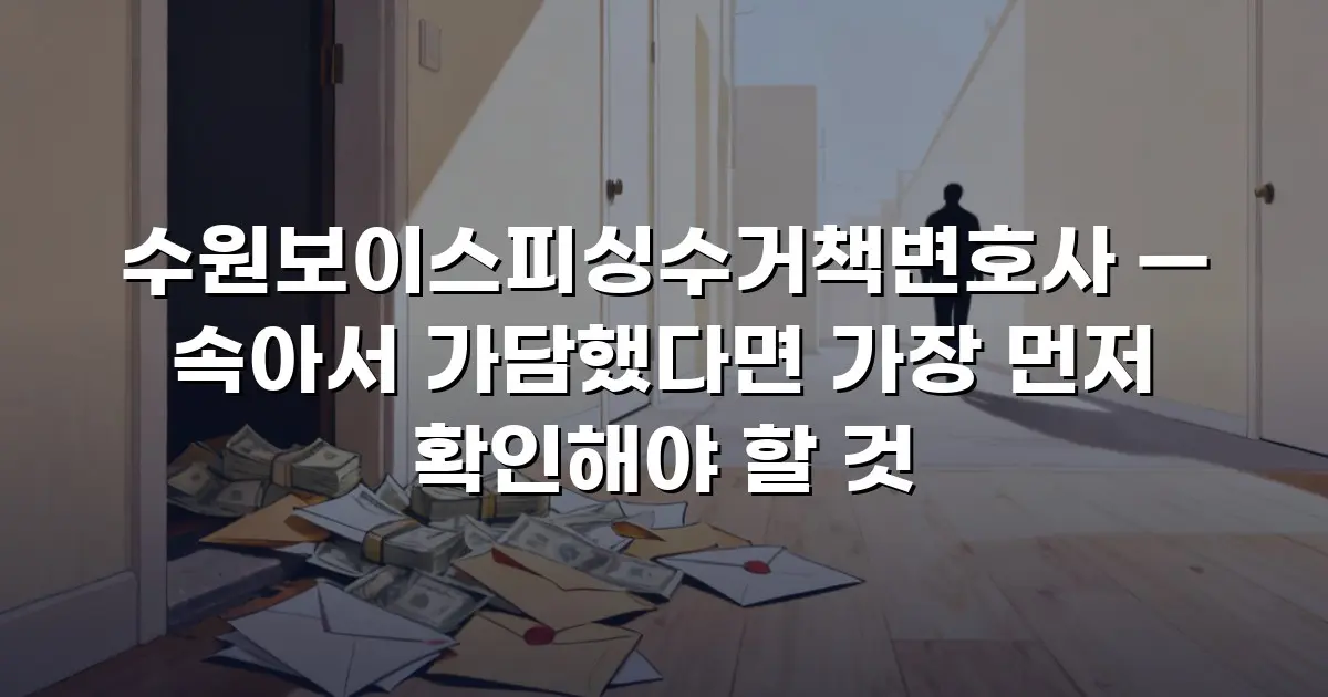 수원보이스피싱수거책변호사 — 속아서 가담했다면 가장 먼저 확인해야 할 것