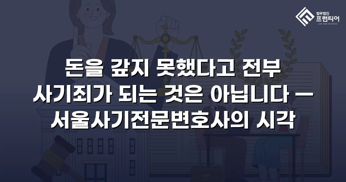 돈을 갚지 못했다고 전부 사기죄가 되는 것은 아닙니다 — 서울사기전문변호사의 시각