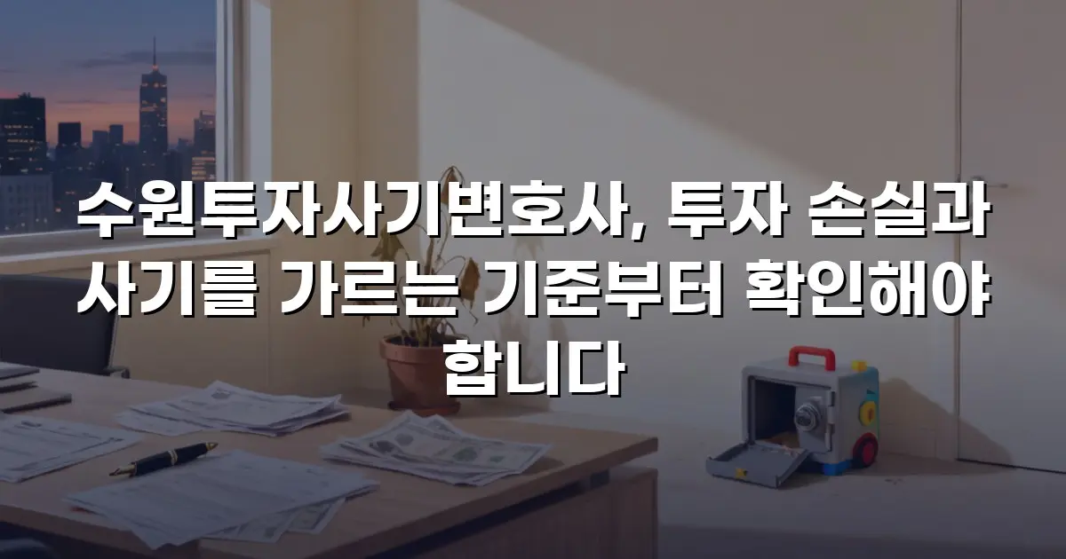 수원투자사기변호사, 투자 손실과 사기를 가르는 기준부터 확인해야 합니다