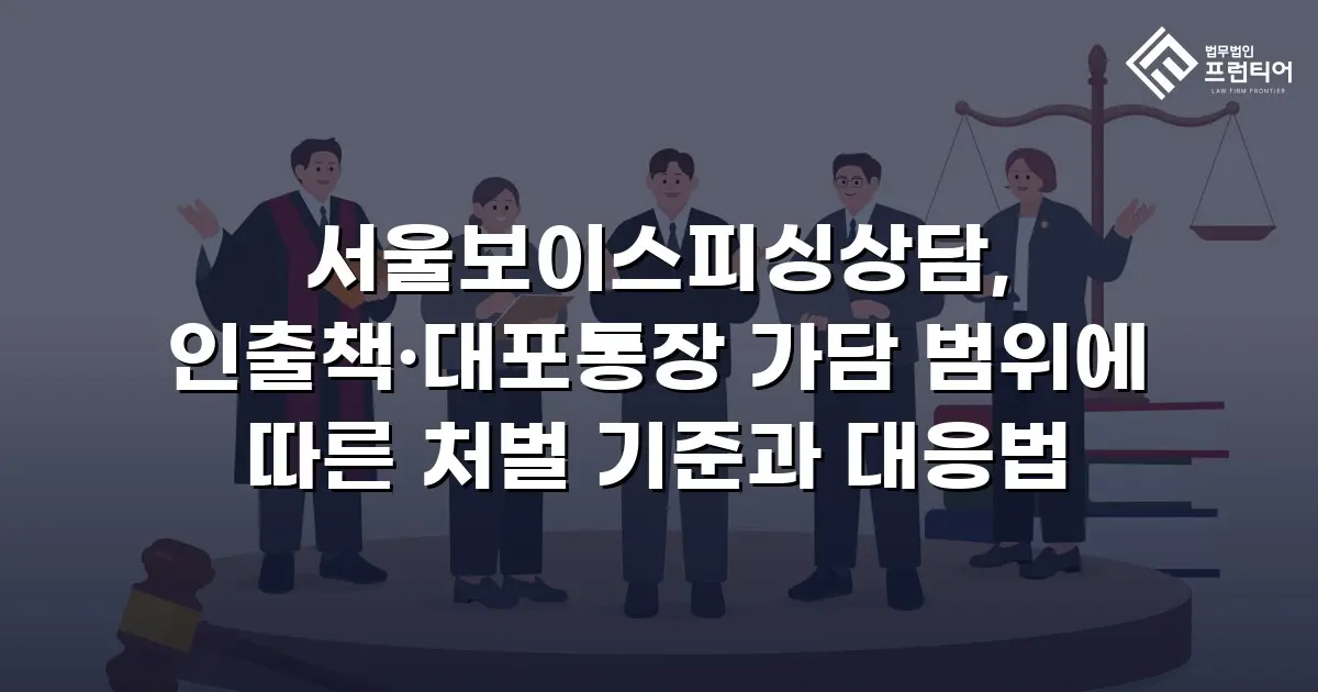 서울보이스피싱상담, 인출책·대포통장 가담 범위에 따른 처벌 기준과 대응법