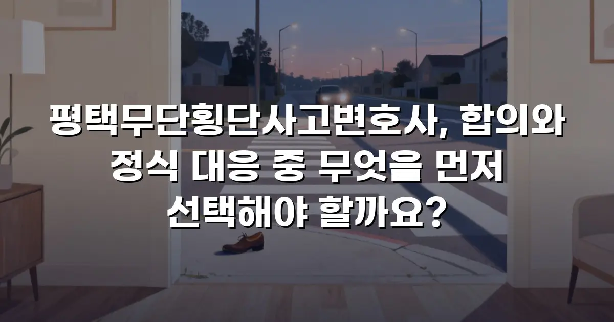 평택무단횡단사고변호사, 합의와 정식 대응 중 무엇을 먼저 선택해야 할까요?
