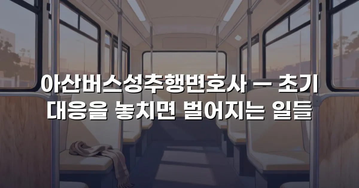 아산버스성추행변호사 — 초기 대응을 놓치면 벌어지는 일들